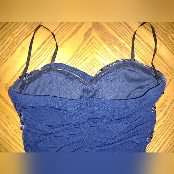 Deb navy blue sparkle mini prom dress - Picture 6 of 7